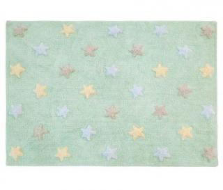 Lorena Canals prateľný koberec Tricolor Stars Soft Mint