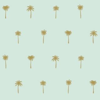 Tapeta Palm trees mint green and gold