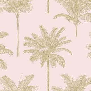 Tapeta Palm trees soft pink and gold