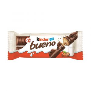 KINDER bueno oblátky plnené mliečnou a lieskovcovou náplňou v mliečnej čok