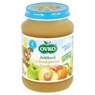 OVKO detská výživa jablková s broskyňami 190g