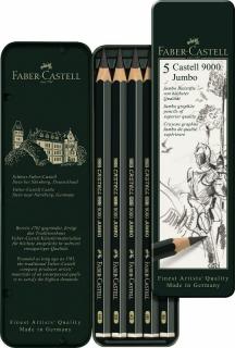 FABER CASTELL Grafitové ceruzky Castell 9000 Jumbo set 5 - plech, Faber Castell