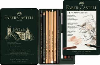 FABER CASTELL Pitt Monochrome set 12ks plech, Faber Castell