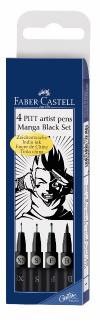 Faber-Castell PITT umelecké perá Manga Black set, Etui 4ks (B, F, S, XS), Faber Castell