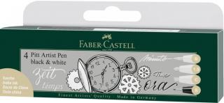 Faber-Castell Umelecké perá PITT set 4 čierna a biela, Faber Castell