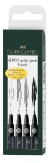 Faber-Castell Umelecké perá PITT set 4 (S, F, M, B) čierna, Faber Castell