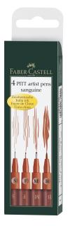 Faber-Castell Umelecké perá PITT set 4 (S, F, M, B) sangvina, Faber Castell