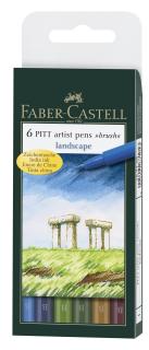 Faber-Castell Umelecké perá PITT set 6 Landscape, Faber Castell