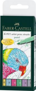 Faber-Castell Umelecké perá PITT set 6 Pastel, Faber Castell