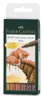 Faber-Castell Umelecké perá PITT set 6 Terra, Faber Castell