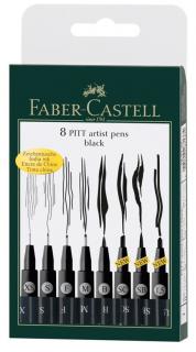 Faber-Castell Umelecké perá set 8 (XS, S, F, M, B, SC, SB, 1,5) čierna, Faber Castell