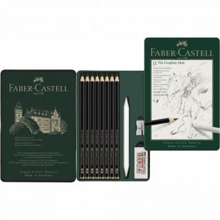 Grafitové ceruzky Pitt Matt Set 11 ks - plech, Faber Castell