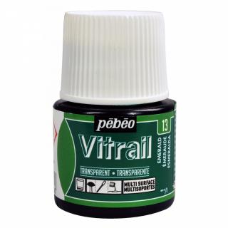 Pébeo smaragdovo zelená farba na sklo, Vitrail 45 ml, Pebeo