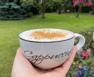 Cappuccino šálek Sonne hnědý nápis 0,28 L