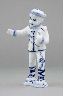 Cibulák Chlapec 10,8 cm originální cibulákový porcelán Dubí, cibulový vzor,