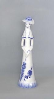 Cibulák Dáma s deštníkem 22204 - Dux 31 cm originální cibulákový porcelán Dubí, cibulový vzor