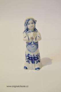 Cibulák Děvče  9,5 cm originální cibulákový porcelán Dubí, cibulový vzor,