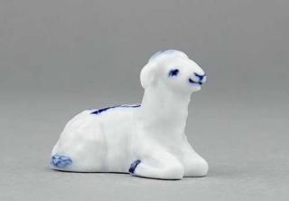 Cibulák Jehně klečící 5,8 cm originální cibulákový porcelán Dubí, cibulový vzor,