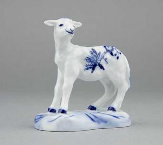 Cibulák Jehně s hlavou nahoru 6 cm originální cibulákový porcelán Dubí 2.jakost