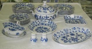 Cibulák  jídelní sada 25 ks, J1 - originální cibulák, cibulový porcelán Dubí