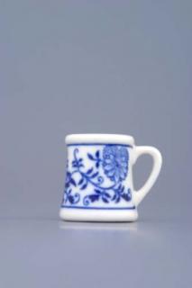 Cibulák korbel mini 3 cm originální cibulákový porcelán Dubí, cibulový vzor,