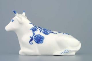 Cibulák kravička ležící 17 cm originální cibulákový porcelán Dubí, cibulový vzor,