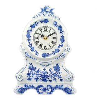 Cibulák Krbové hodiny bez růží se strojkem 28 cm originální cibulákový porcelán Dubí, cibulový vzor