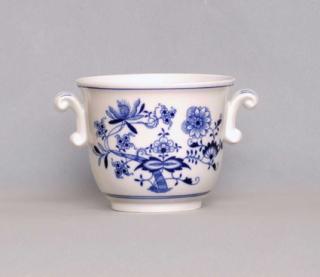 Cibulák Květináč malý s uchy 13 cm originální cibulákový porcelán Dubí, cibulový vzor,