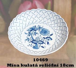 Cibulák Mísa kulatá reliefní 18 cm originální cibulákový porcelán Dubí, cibulový vzor,