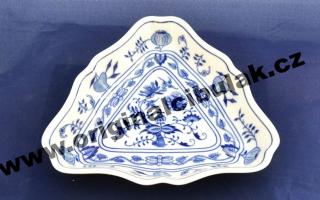 Cibulák mísa salátová tříhranná 19,5 cm originální cibulákový porcelán Dubí, cibulový vzor,