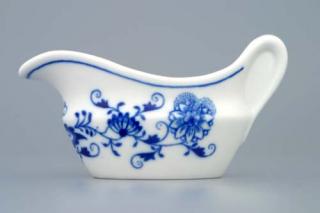 Cibulák omáčník oválný bez podstavce s uchem 0,10 l, originální cibulákový porcelán Dubí, cibulový vzor,