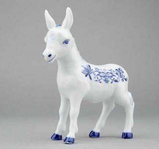 Cibulák Oslík 12,5 cm originální cibulákový porcelán Dubí, cibulový vzor,