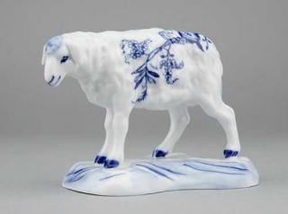 Cibulák Ovce 6,5 cm originální cibulákový porcelán Dubí, cibulový vzor,