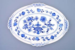 Cibulák podnos oválný 39 cm originální cibulákový porcelán Dubí, cibulový vzor,