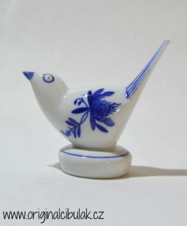 Cibulák Ptáček II, 9 cm originální cibulákový porcelán Dubí, cibulový vzor,