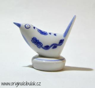 Cibulák Ptáček III malý 8 cm originální cibulákový porcelán Dubí, cibulový vzor,