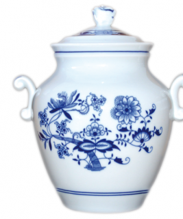 Cibulák Sádelňák s víkem 1,20 l originální cibulákový porcelán Dubí, cibulový vzor