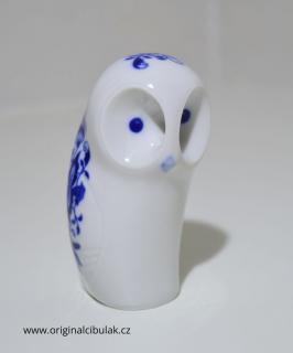 Cibulák Sova 8,7 cm originální cibulákový porcelán Dubí, cibulový vzor,