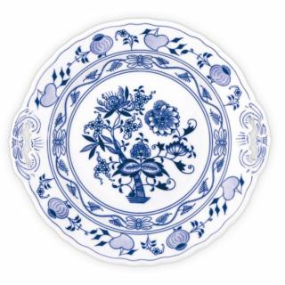 Cibulák talíř koláčový s uchy 28 cm originální cibulákový porcelán Dubí, cibulový vzor,