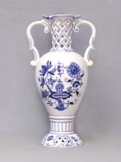 Cibulák Váza 30 cm prolamovaná 566/1, originální cibulákový porcelán Dubí, cibulový vzor,