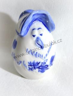 Cibulák Vejce slepička s čepcem 7,3 cm originální cibulákový porcelán Dubí, cibulový vzor,