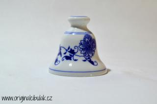 Cibulák zvonek s bambulkou zmenšený, 6,4 cm, originální cibulákový porcelán Dubí, cibulový vzor