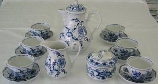 Cibuláková souprava kávová K2 - originální cibulák, cibulový porcelán Dubí