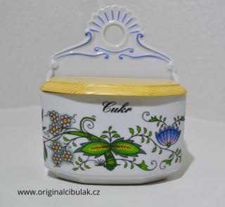 Slánka závěsná s  víkem Cukr  0,70 l  barevný cibulák porcelán Dubí