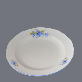 talíř dezertní  pomněnky praporový 19 cm Český porcelán Dubí  modrá linka