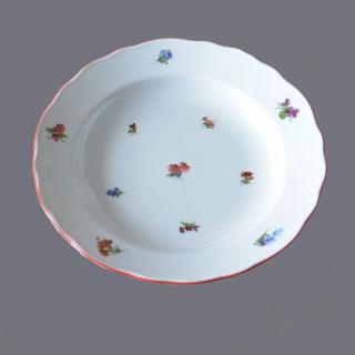 talíř házenka Rakouská  mělký 24 cm červená linka český porcelán Dubí