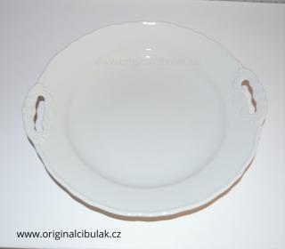 talíř koláčový s uchy bílý 28 cm porcelán Dubí