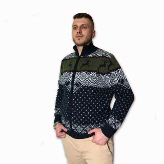 Vlněný svetr NORD zip 2XL/3XL - cez prsia 126 cm