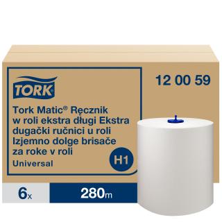 120059 - H1 - Tork Matic® papierové utierky na ruky Universal 1-vr, 280 m, 1120 útržkov, celulóza biela, cena za balenie 6 ks