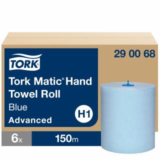 290068 - H1 - Tork Matic® jemné papierové utierky na ruky 2-vr, 150 m, 600 útržkov, celulóza+recykel modrá, cena za balenie 6 ks